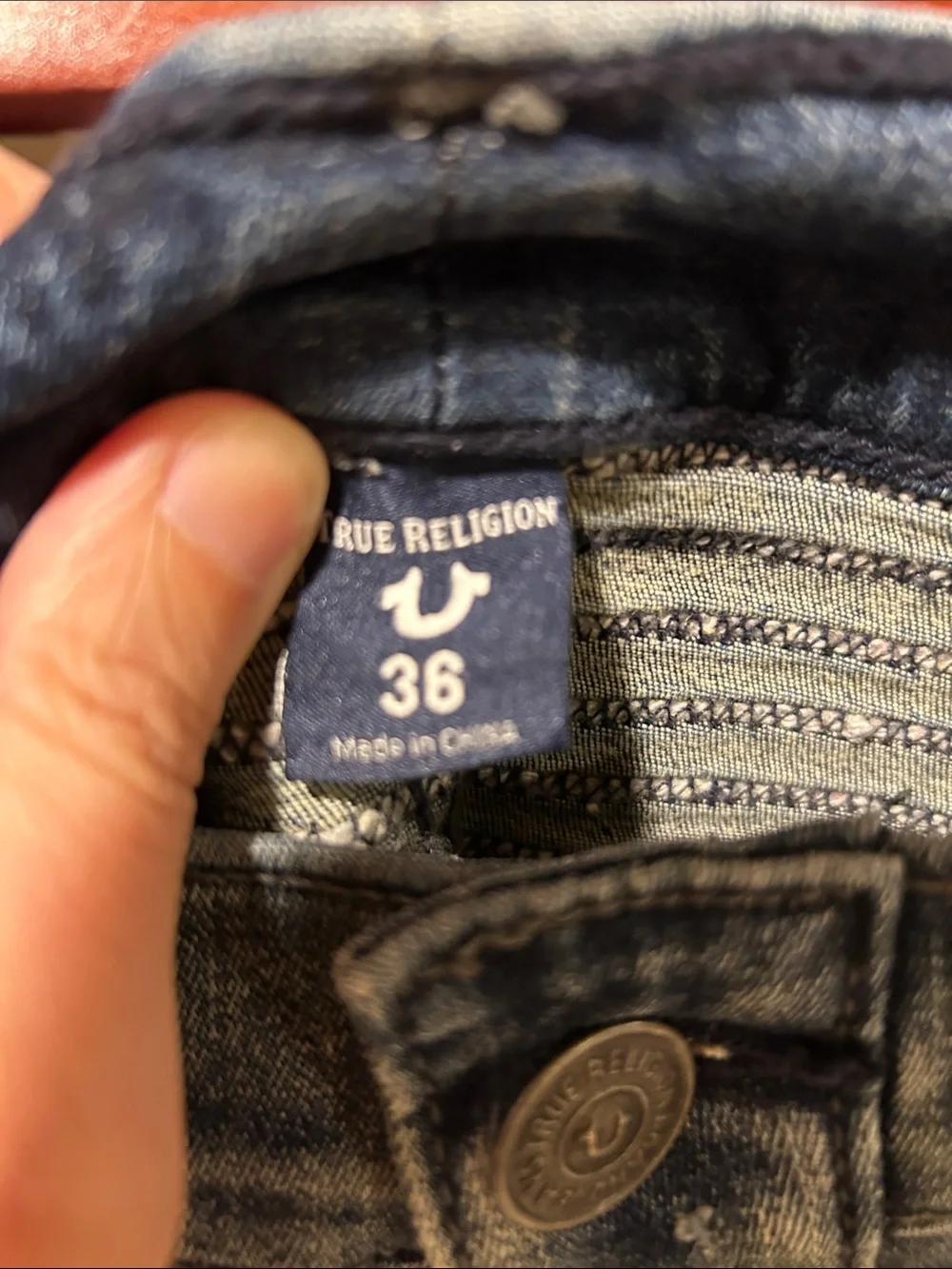True Relegion Men's Distressed Blue Moto Skinny Jeans